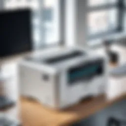 Compact color laser printer on an office desk