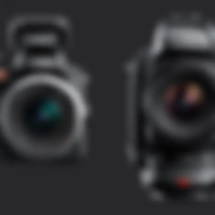 Side-by-side comparison of vlogging cameras with highlighted features