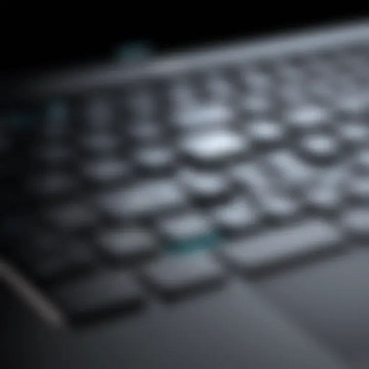 Close-up of Black MacBook's keyboard showcasing its unique features.