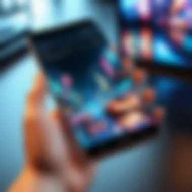 Sleek Smartphone Gaming Experience A sleek smartphone showcasing the latest mobile game in action