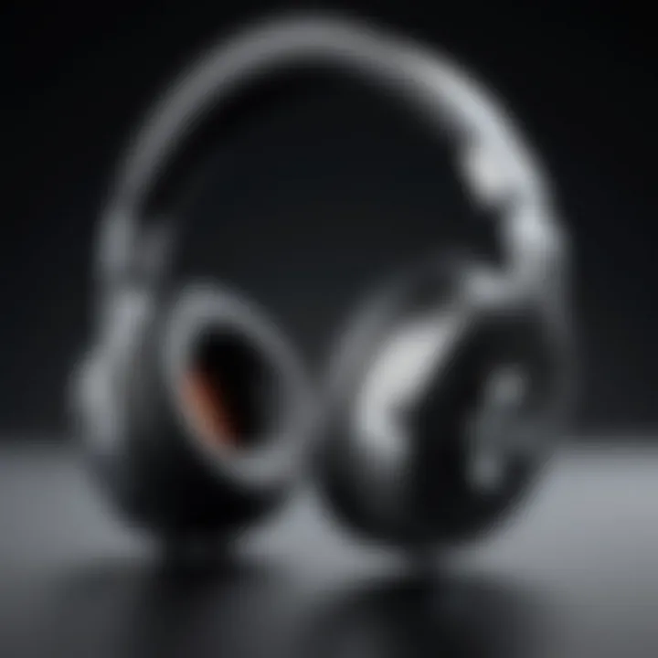 Close-up view of audio drivers in studio headphones emphasizing technical specifications.