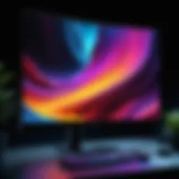 An immersive ultrawide OLED gaming monitor showcasing vibrant colors and deep blacks
