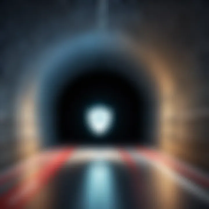 Illustration of a secure connection through a VPN tunnel