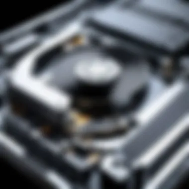 A close-up view of an extended hard drive showcasing its intricate components