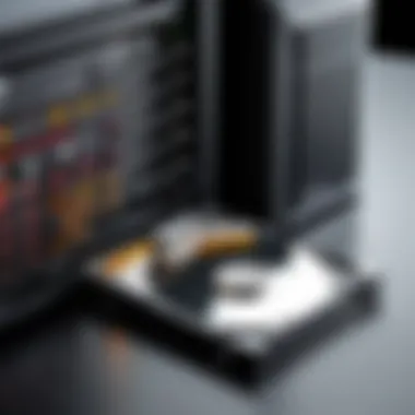 Data Management with External Storage Solutions Professional using external hard drive for data management