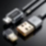 Detailed view of SS USB cable connectors highlighting design differences