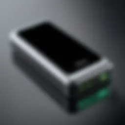 A sleek wireless external battery pack showcasing modern design.