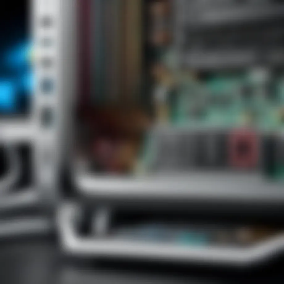 Close-up view of HP desktop components