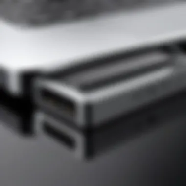 Close-up of a USB-C dock highlighting its design and functionality.