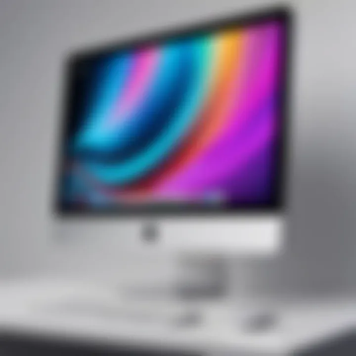 Close-up view of the iMac's high-resolution display showcasing vibrant graphics.