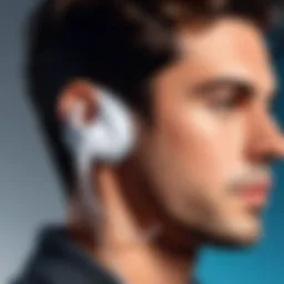 Illustration of wind noise cancelling technology in earbuds